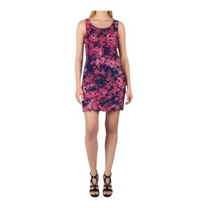 Vince Camuto Red & Black Lace Overlay Floral Sleeveless Dress, size 10P